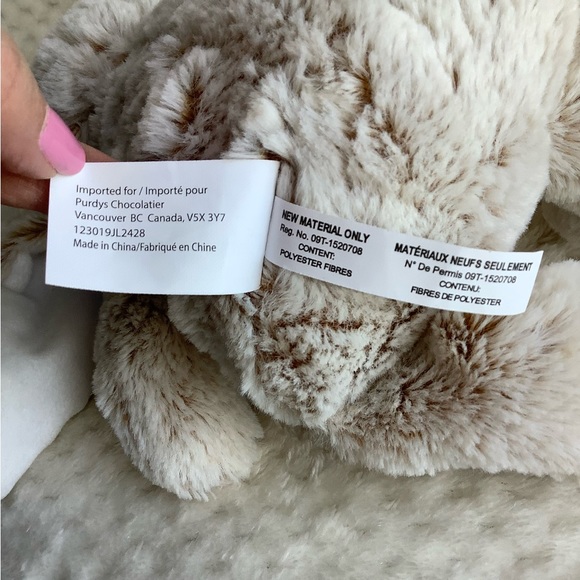 PURDYS Chocolatier Soft Plush Bunny Rabbit Stuffed Animal w Purple Polka Dot Bow - Picture 9 of 10